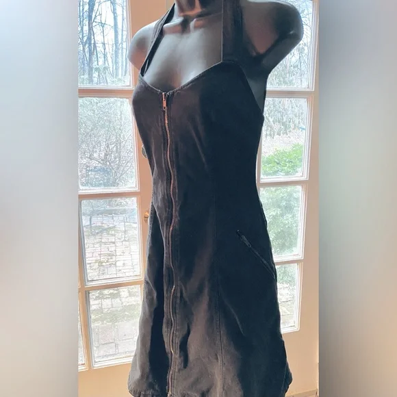 slim fit dress slacks Linen Blend Halter Midi Dress | Fit and Flare main image 0